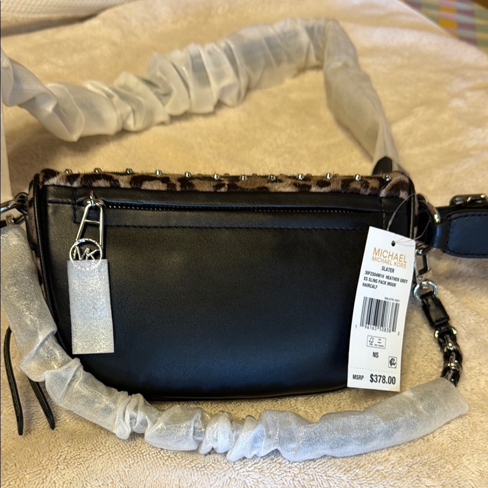 Michael Kors Black and Gray Animal Print Crossbody Bag - Picture 5 of 5